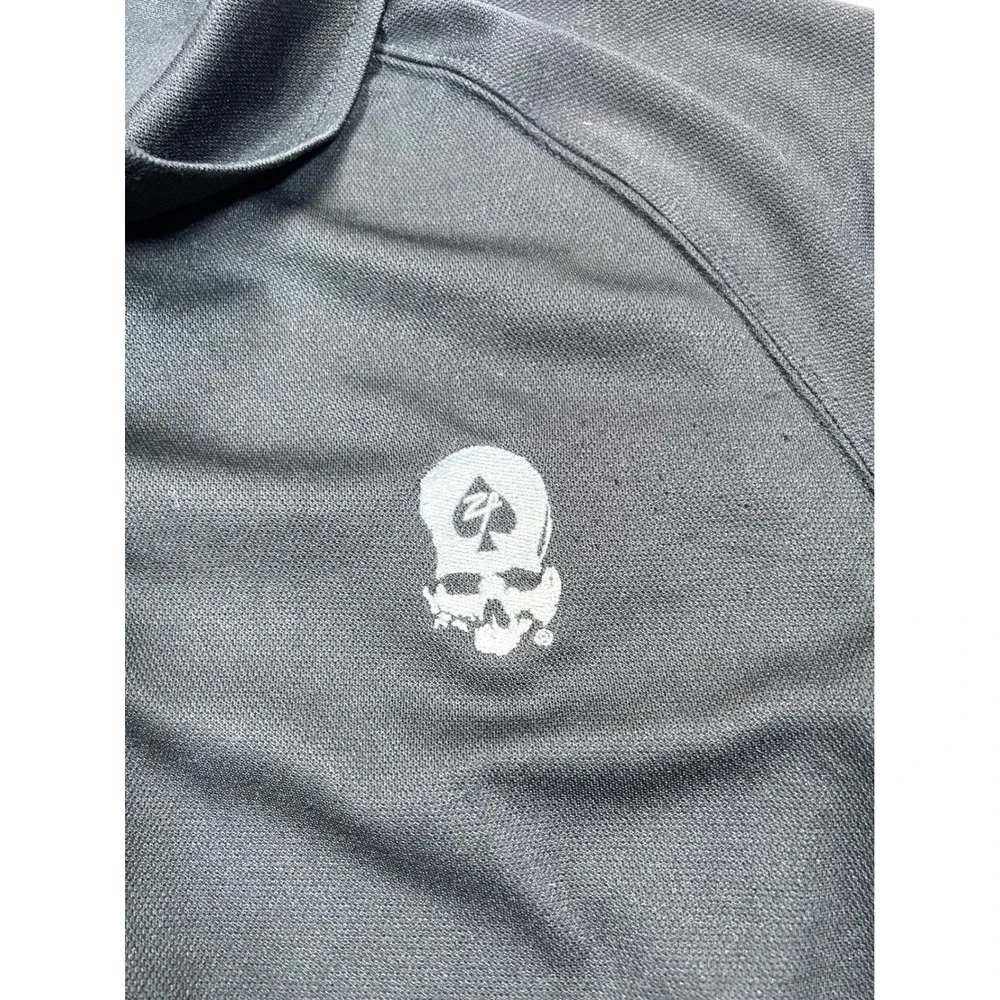 Zero Foxtrot Polo Shirt Men XL Black Skull Spade Logo Performance Tactical Short